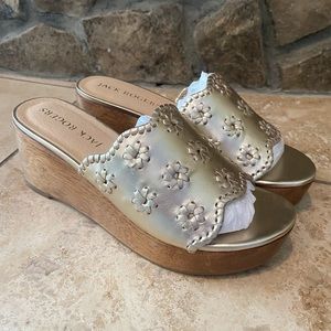 Jack Rogers Sandals Wedges Metallic Leather